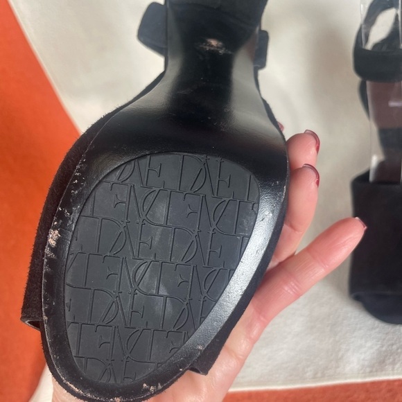 DVF Rebel Suede Platform Block Heel Sandals Diane Von Furstenberg black Sz 6.5 - Picture 5 of 10